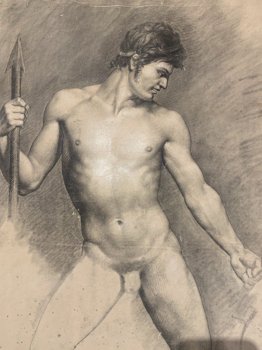 Nudo maschile accademico- Accademia nudo uomo - Italia Francia 1810 ca-photo-2