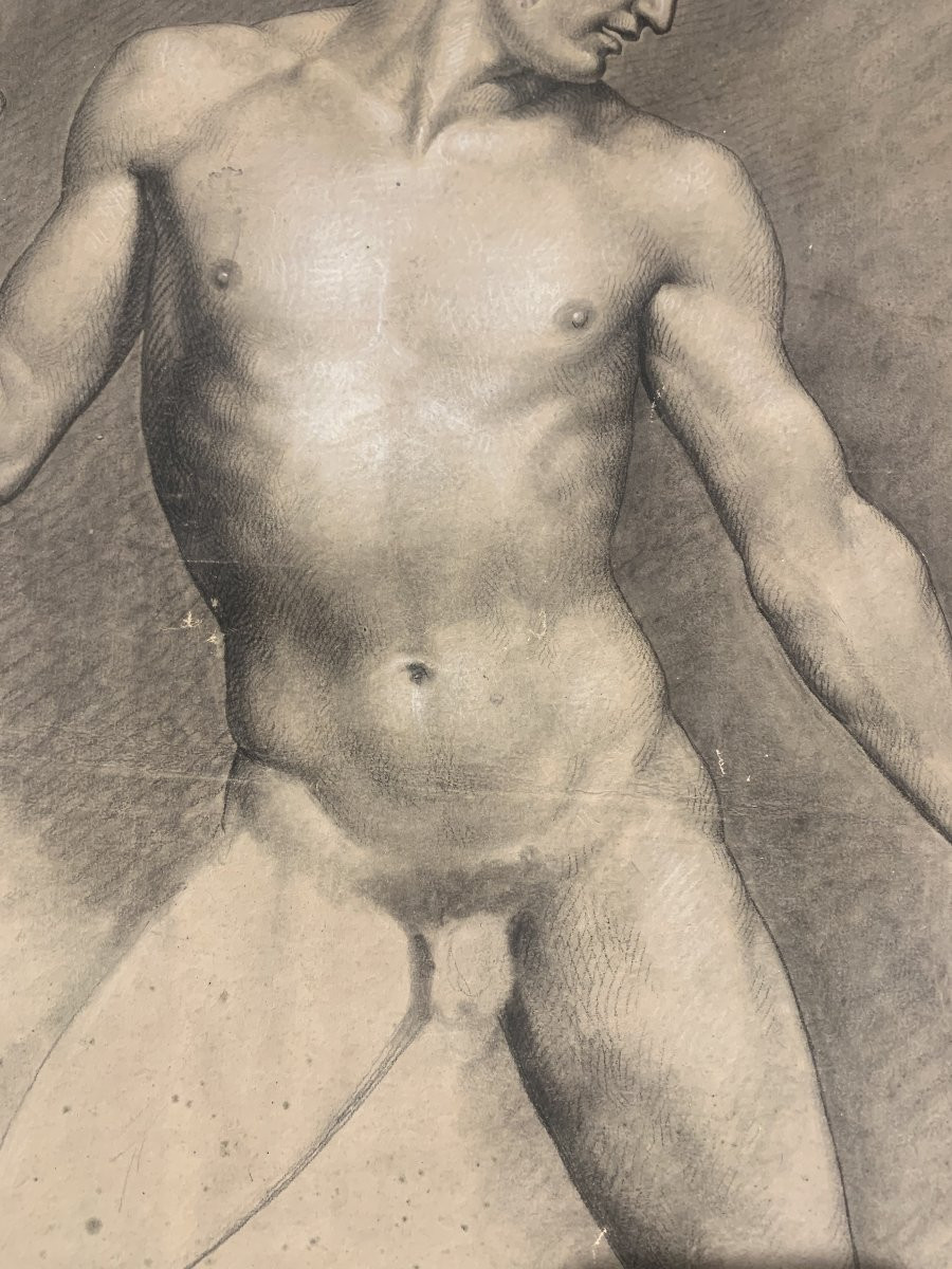 Nudo maschile accademico- Accademia nudo uomo - Italia Francia 1810 ca-photo-4