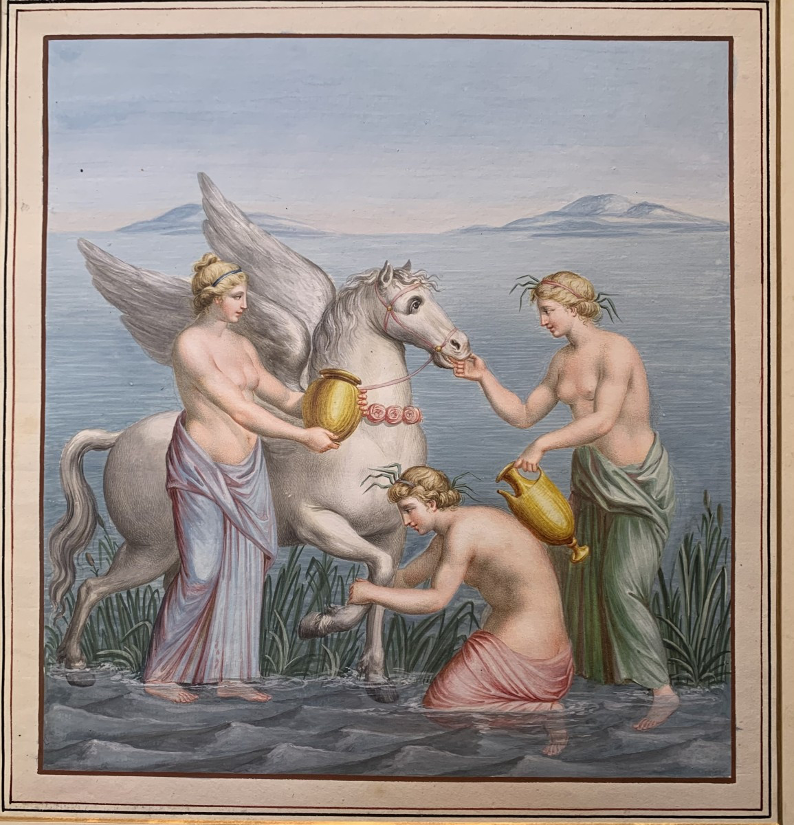 Scuola napoletana -2 gouache -Tomba dei Nasoni a Roma -XVIII s  Neoclassico - Italia Grand Tour-photo-2