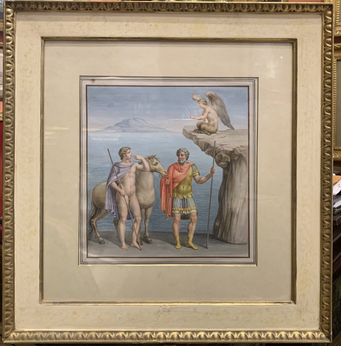 Scuola napoletana -2 gouache -Tomba dei Nasoni a Roma -XVIII s  Neoclassico - Italia Grand Tour-photo-4