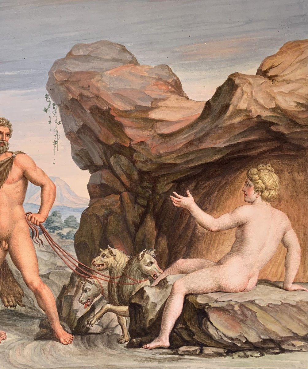 scuola napoletana - 2 gouache  -Tomba  dei Nasoni a Roma -XVIII sec. Neoclassiche - Italia Gran-photo-4