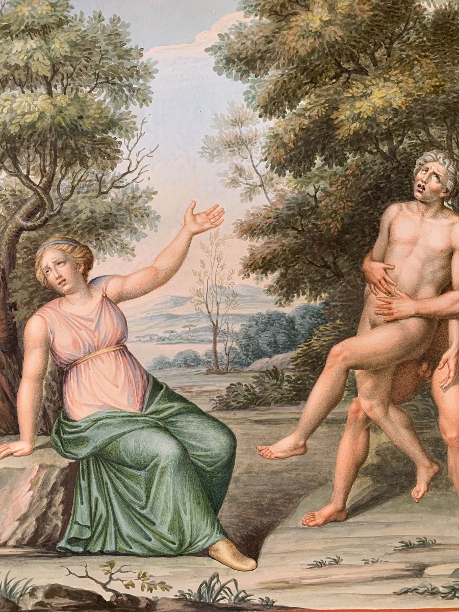 scuola napoletana - 2 gouache  -Tomba  dei Nasoni a Roma -XVIII sec. Neoclassiche - Italia Gran-photo-3