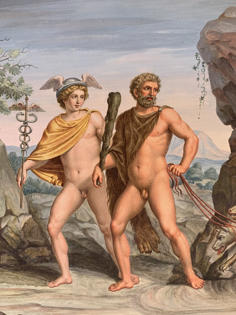 scuola napoletana - 2 gouache  -Tomba  dei Nasoni a Roma -XVIII sec. Neoclassiche - Italia Gran-photo-5