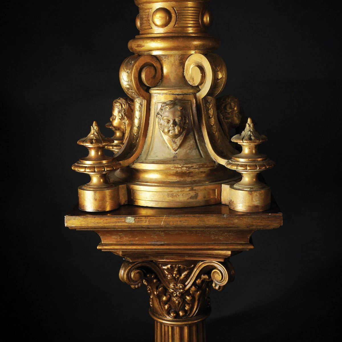 Viollet Le Duc (attr) coppia di Flambeaux - bronzo XIX sec - 240 cm 60 cm Francia Italia -photo-3