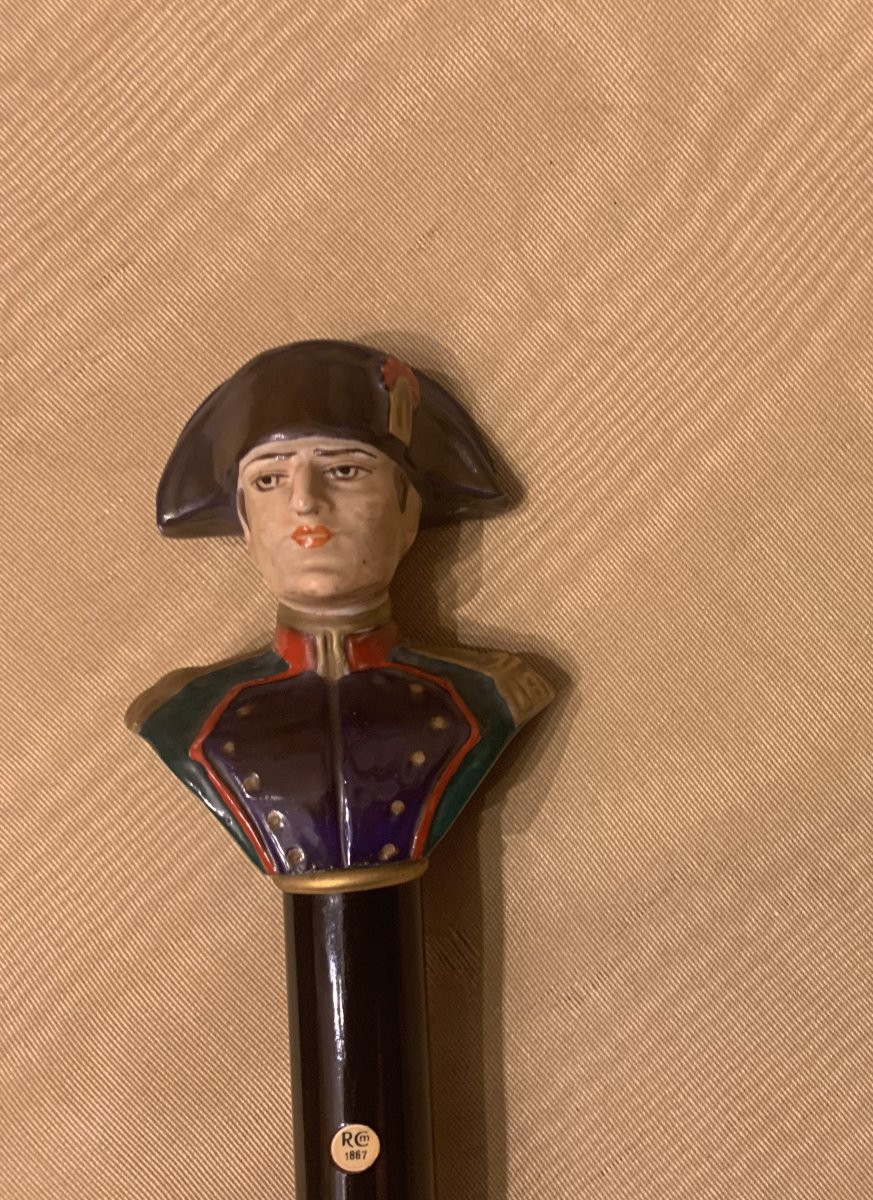Napoleone - Bastone da passeggio  -sigla  RCM 1867 - Ceramica e legno laccato-photo-2