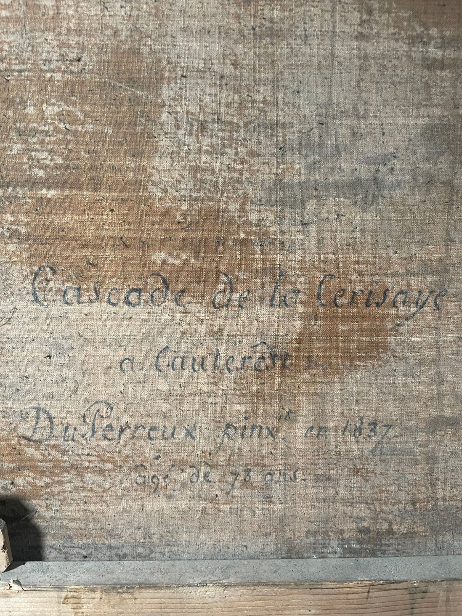 Veduta delle  Cascade du Cerisey Pirenei firmato 1837 Du Perreaux-photo-3