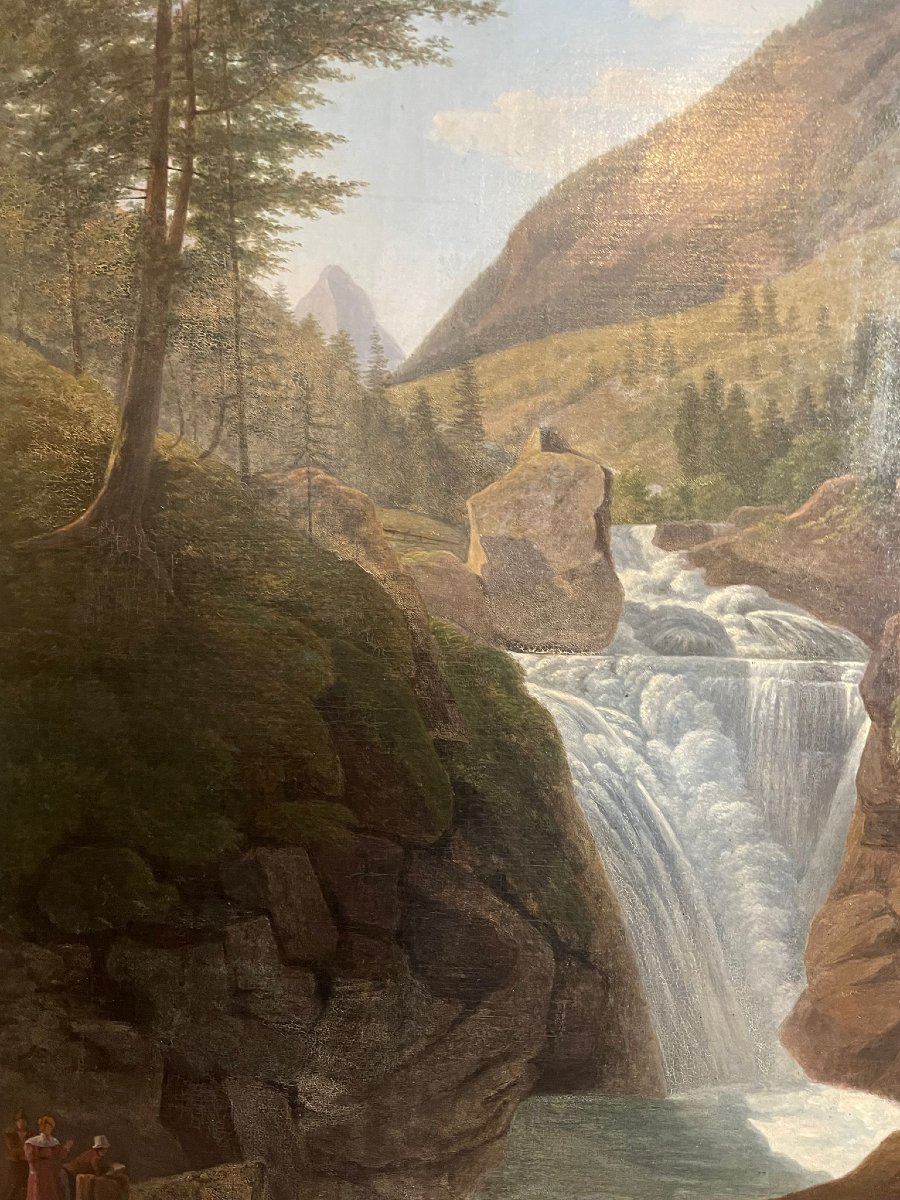 Veduta delle  Cascade du Cerisey Pirenei firmato 1837 Du Perreaux-photo-2
