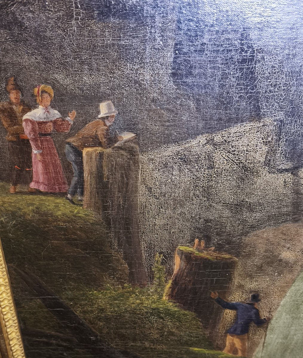 Veduta delle  Cascade du Cerisey Pirenei firmato 1837 Du Perreaux-photo-5