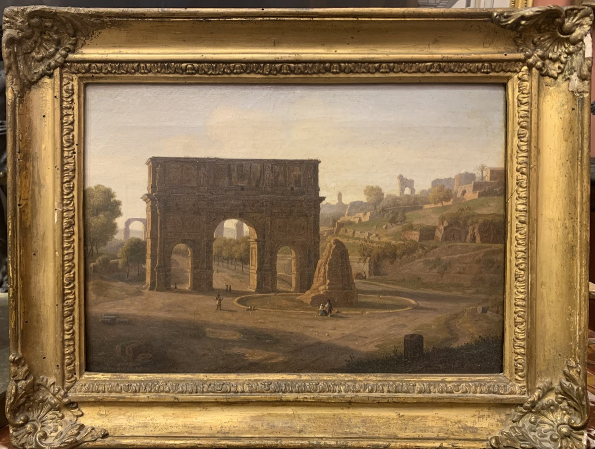 pierre Monami -Arco di Costantino a Roma- 1850 firmato e datato  Grand Tour Italia u
