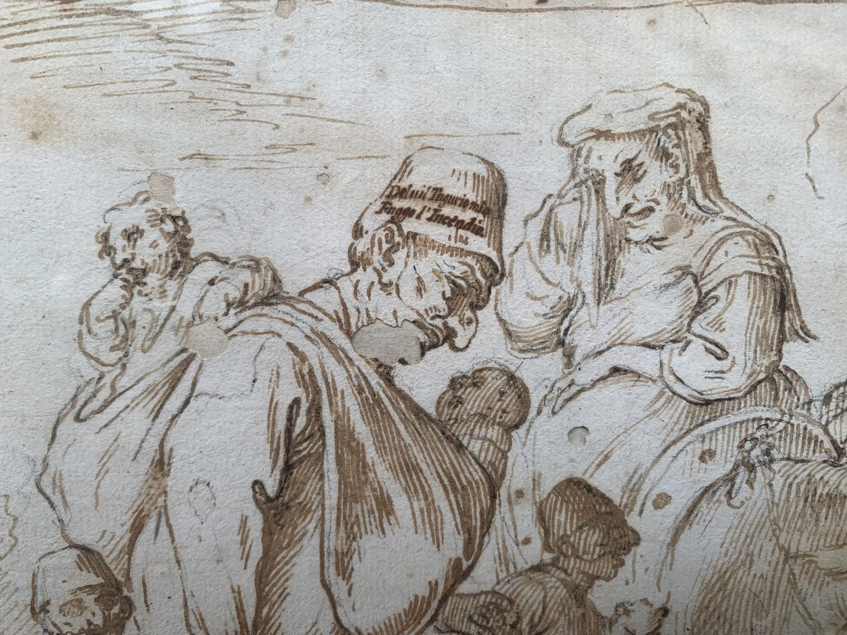 Pier Leone Ghezzi(1674-1755)-- Pulcinella- Napoli Roma disegno a china Italia Enea -photo-2