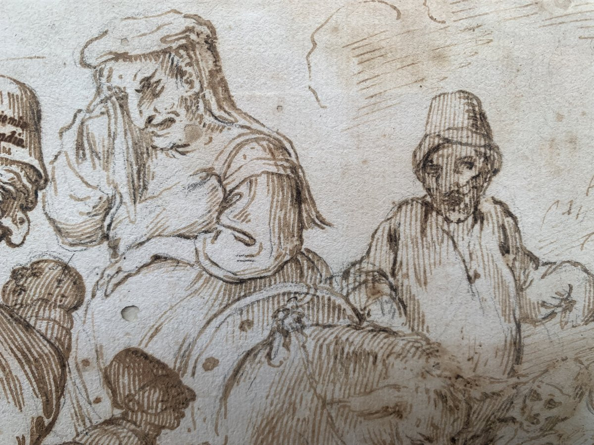 Pier Leone Ghezzi(1674-1755)-- Pulcinella- Napoli Roma disegno a china Italia Enea -photo-3