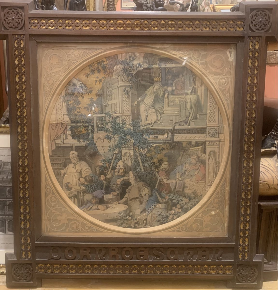 Carl Gehrts -La bella addormentata nel bosco- 1876 acquarello- Germania Düsseldorf Dornröschen-photo-3