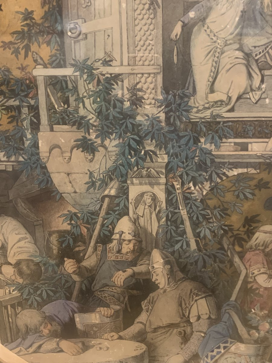 Carl Gehrts -La bella addormentata nel bosco- 1876 acquarello- Germania Düsseldorf Dornröschen-photo-1