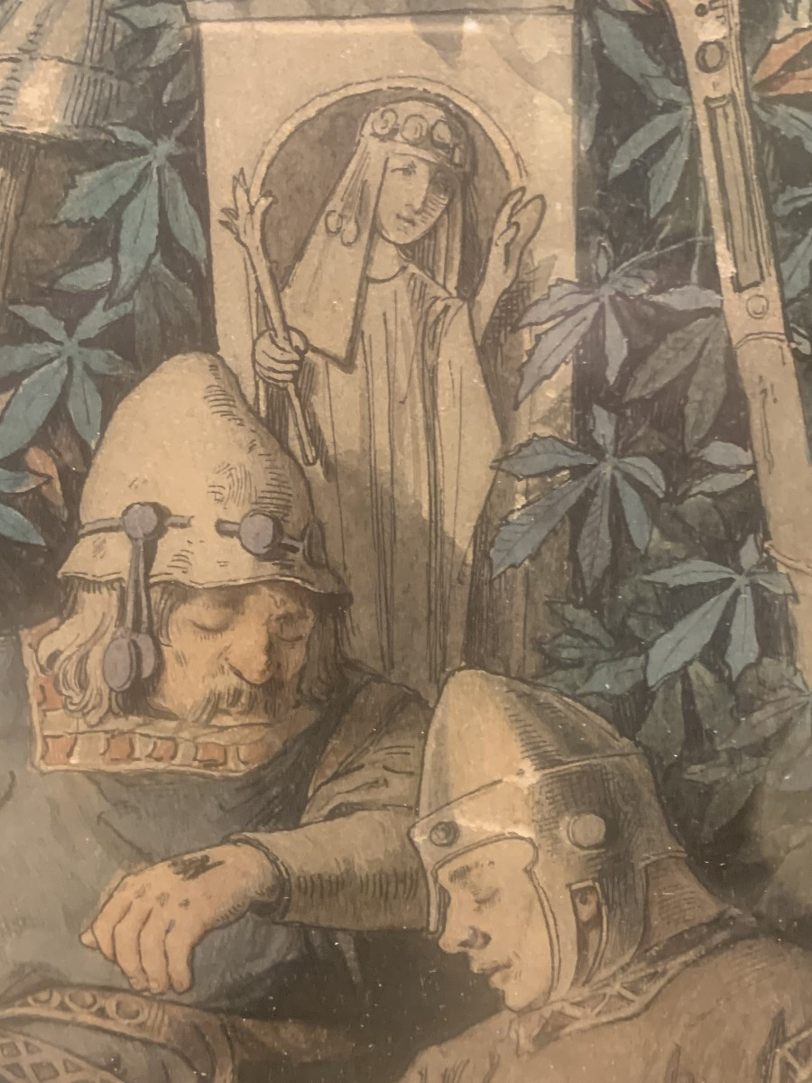 Carl Gehrts -La bella addormentata nel bosco- 1876 acquarello- Germania Düsseldorf Dornröschen-photo-5