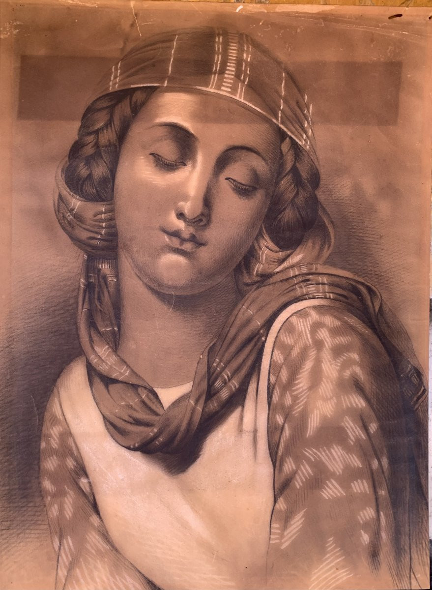 scuola francese Sultano di Cem e Donna orientale - 2 Disegni - Anatolia -Turchia Istambul -photo-2