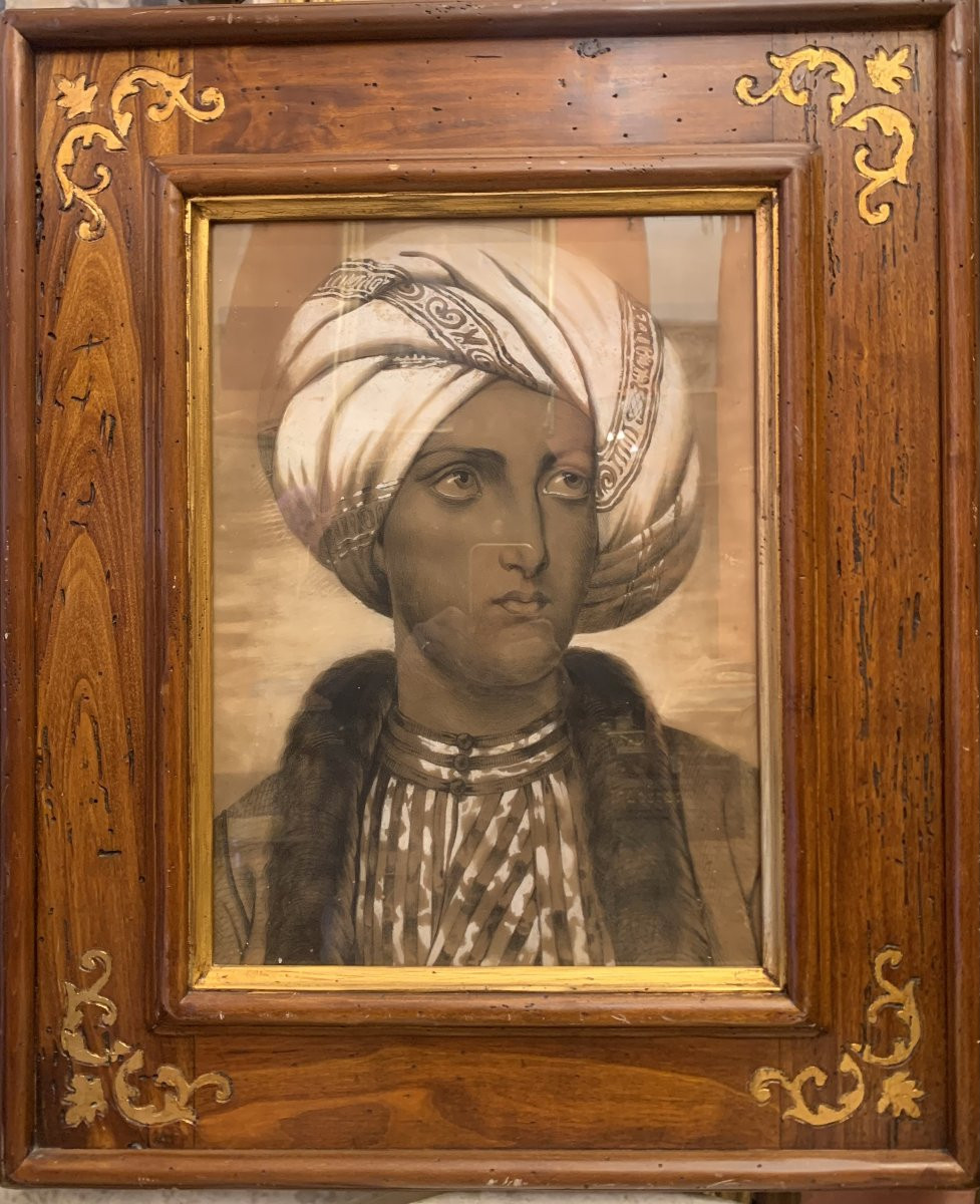 scuola francese Sultano di Cem e Donna orientale - 2 Disegni - Anatolia -Turchia Istambul -photo-3