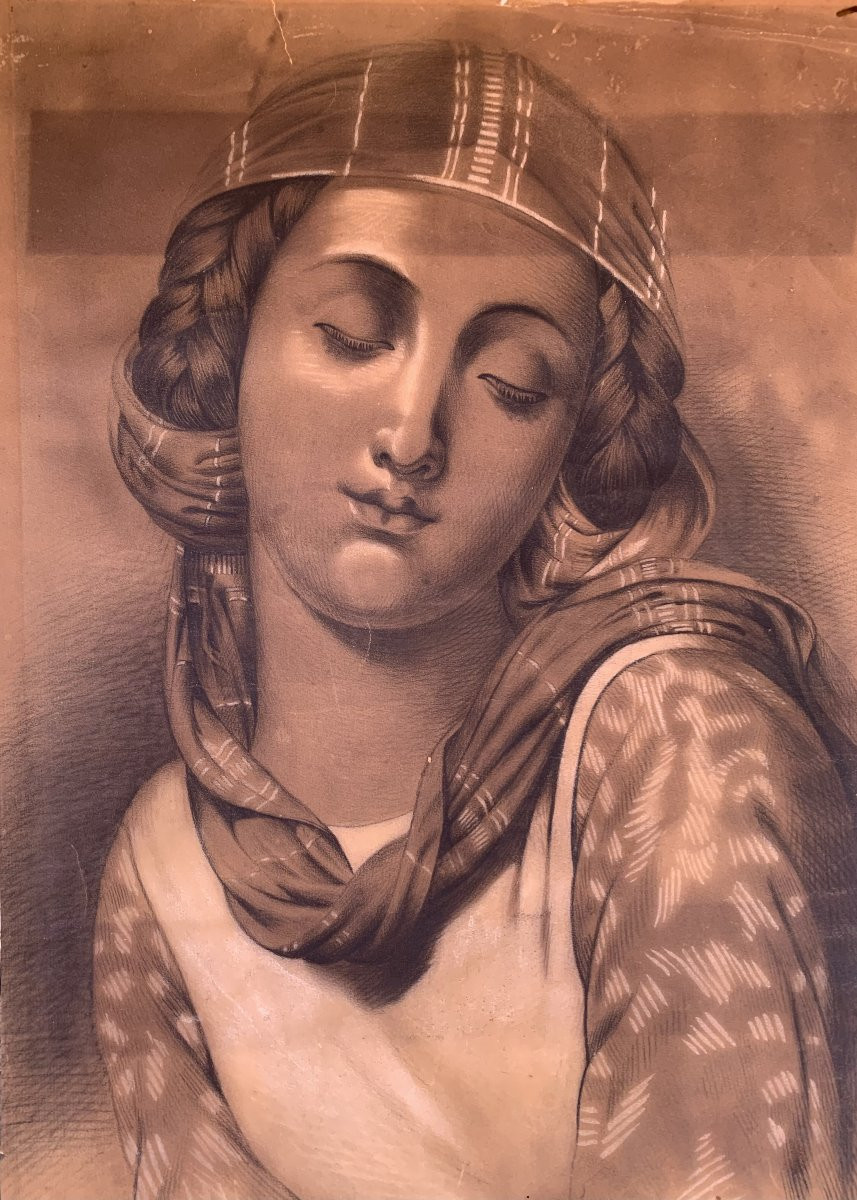 scuola francese Sultano di Cem e Donna orientale - 2 Disegni - Anatolia -Turchia Istambul -photo-4