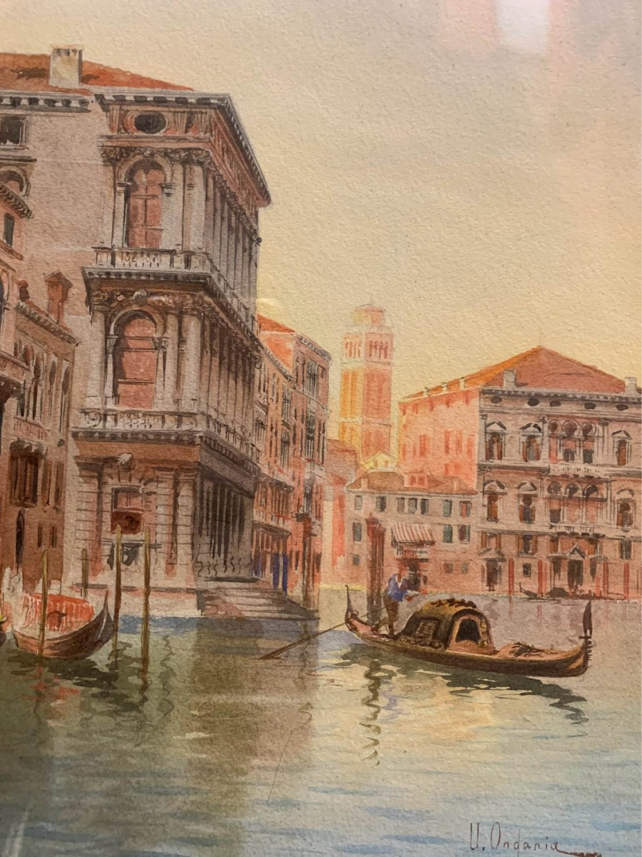 Umberto Ongania - Venezia - fine XIX s - Italia Grand Tour acquarello -photo-2