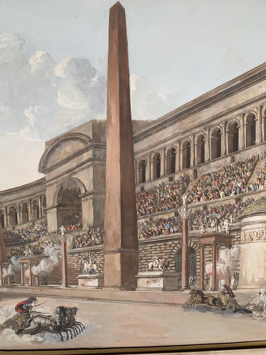 Scuola francese -Teatro romano- fine XVIII sec- Pompeo - Caracalla Italia Roma antica -photo-3