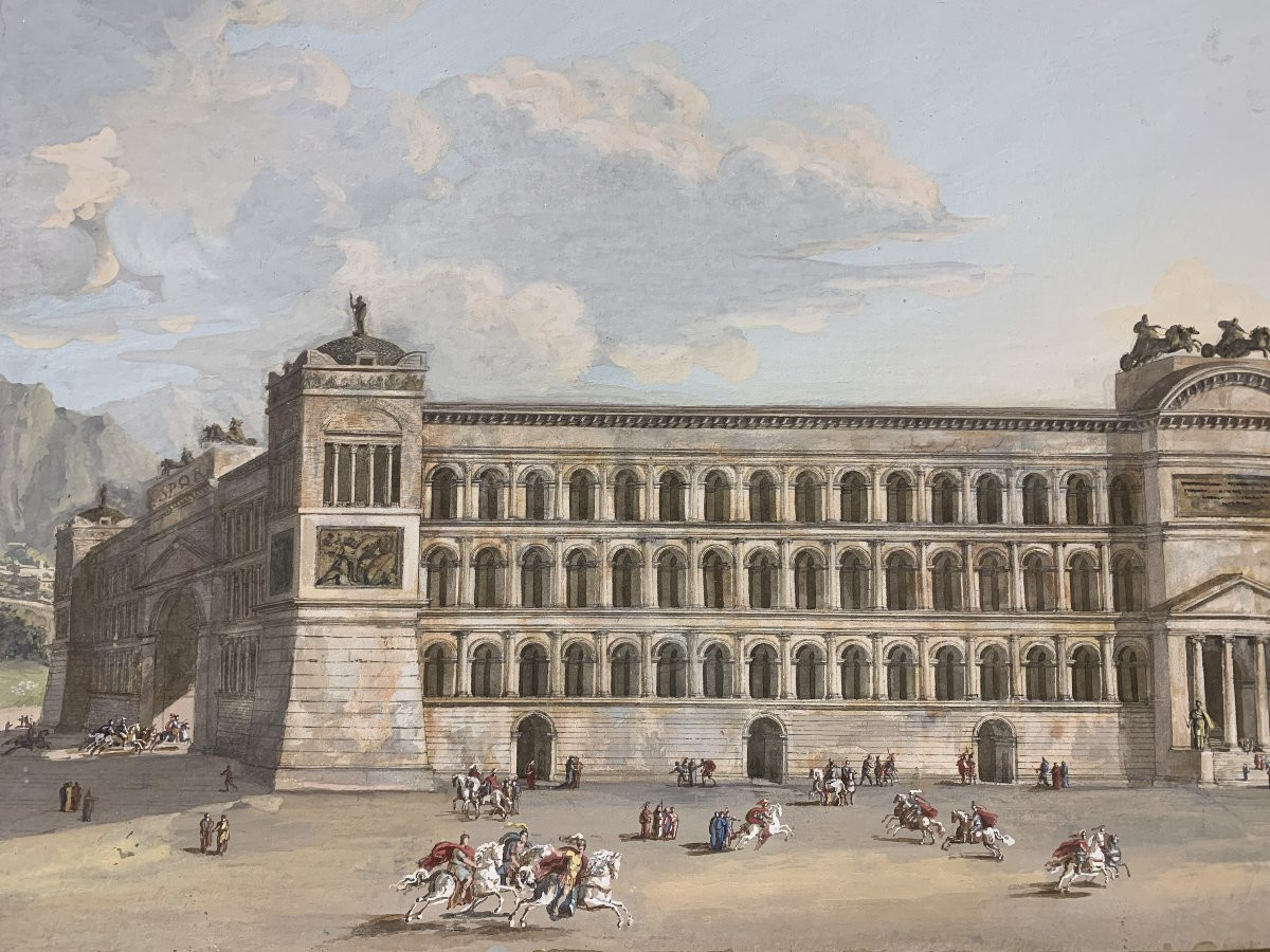 Scuola francese -Teatro romano- fine XVIII sec- Pompeo - Caracalla Italia Roma antica -photo-3