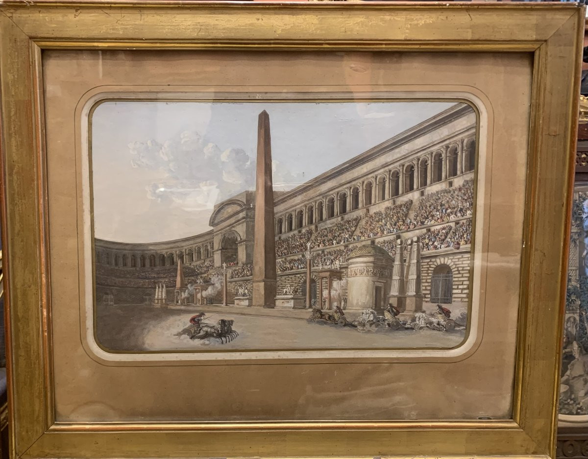 Scuola francese -Teatro romano- fine XVIII sec- Pompeo - Caracalla Italia Roma antica -photo-5