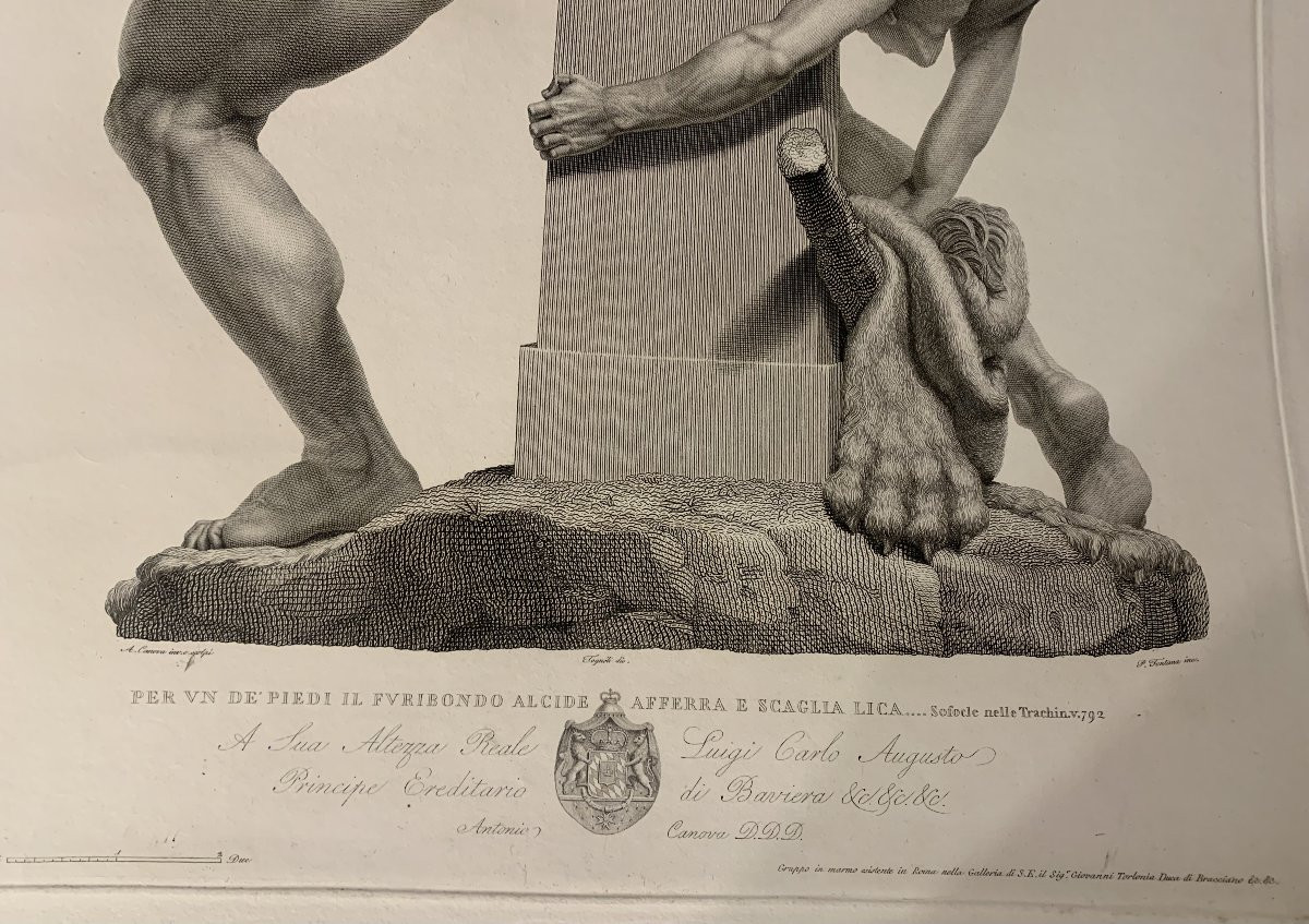 Canova- Ercole e Lica - Fontana incisore- 1820 ca  2 Acqueforti nudi maschili - Italia -photo-1
