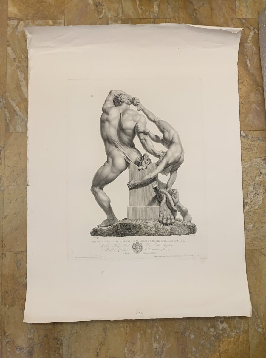 Canova- Ercole e Lica - Fontana incisore- 1820 ca  2 Acqueforti nudi maschili - Italia -photo-4