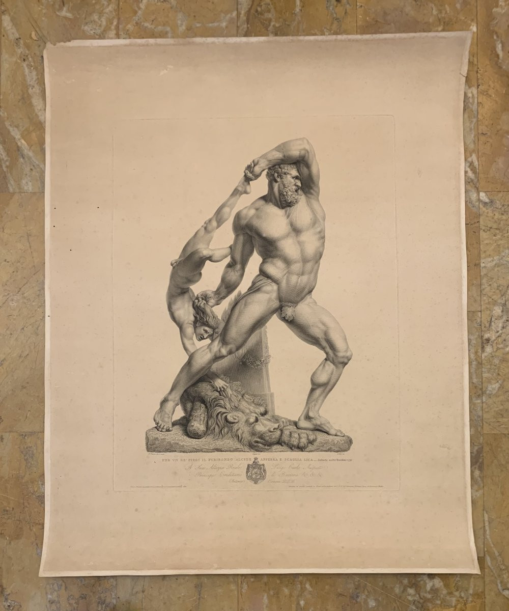 Canova- Ercole e Lica - Fontana incisore- 1820 ca  2 Acqueforti nudi maschili - Italia -photo-5