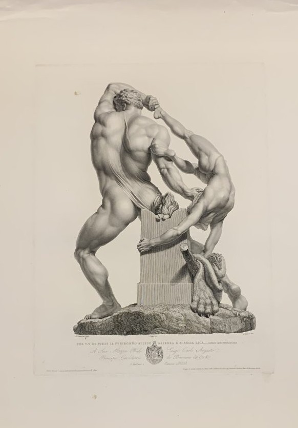 Canova- Ercole e Lica - Fontana incisore- 1820 ca  2 Acqueforti nudi maschili - Italia -photo-4