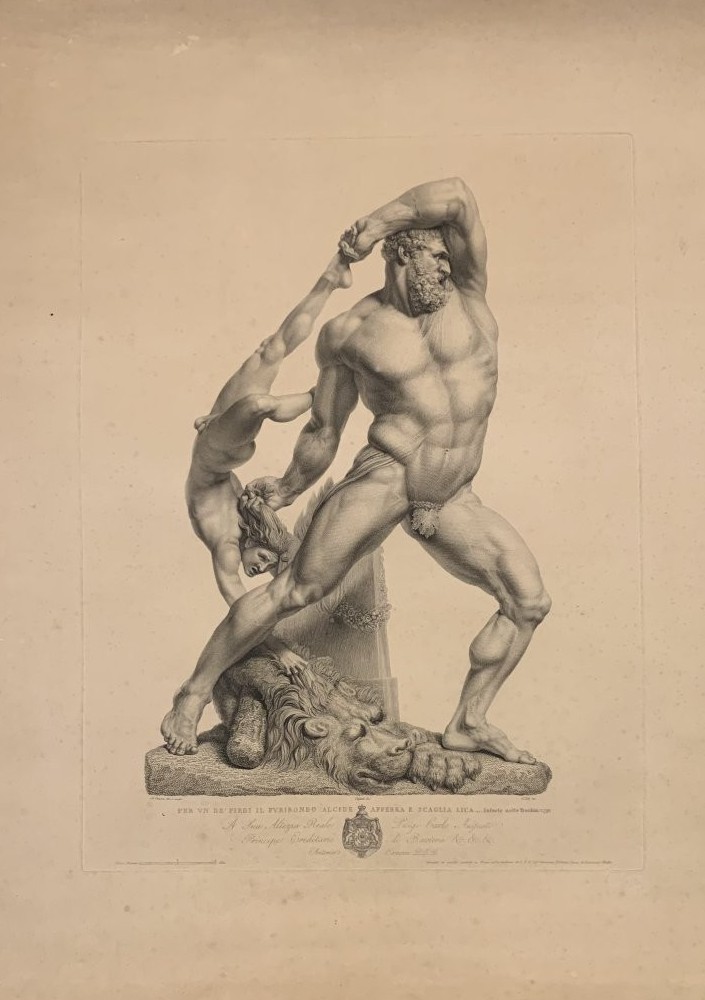 Canova- Ercole e Lica - Fontana incisore- 1820 ca  2 Acqueforti nudi maschili - Italia -photo-5