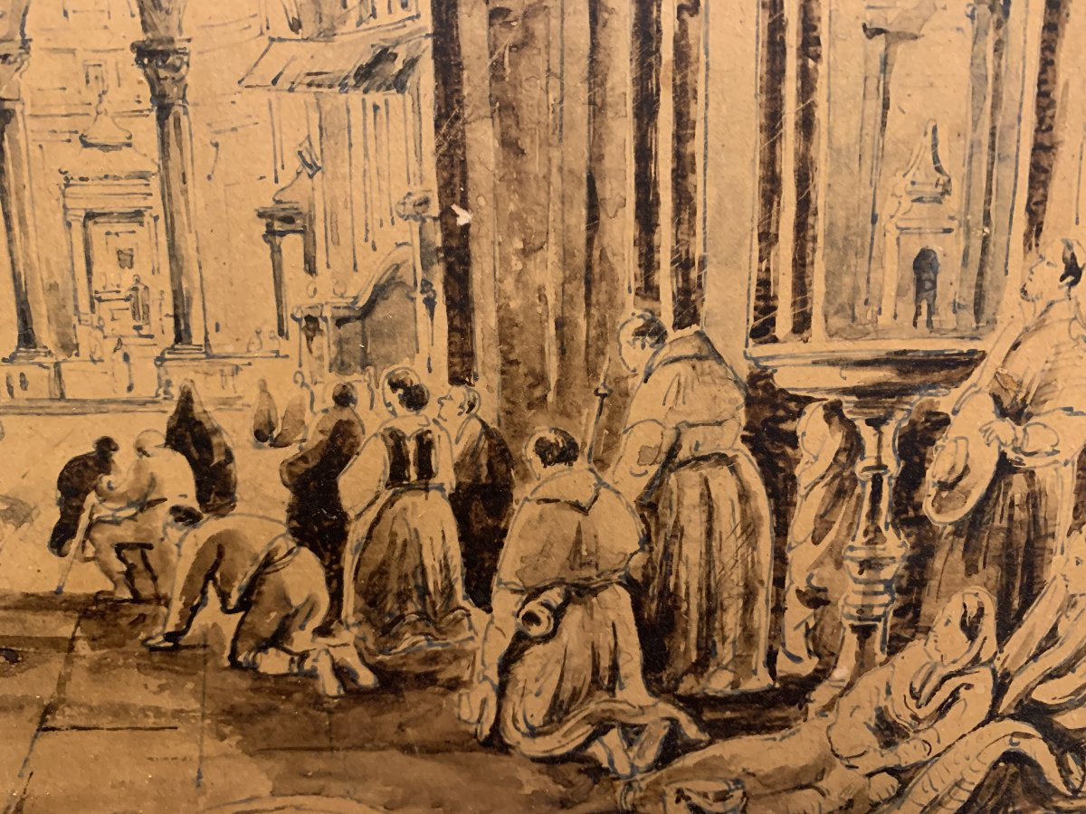 Achille Vianelli - Interno di S.Nicola a Bari -Puglia Italia Napoli Grand Tour -photo-2