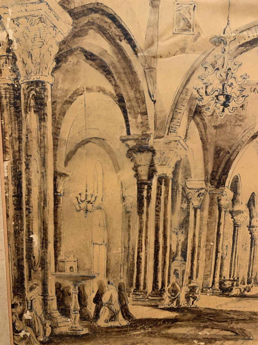 Achille Vianelli - Interno di S.Nicola a Bari -Puglia Italia Napoli Grand Tour -photo-1