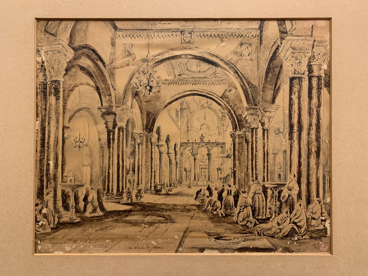 Achille Vianelli - Interno di S.Nicola a Bari -Puglia Italia Napoli Grand Tour 