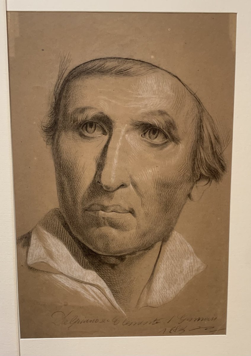 Clemente Delpiano - Due disegni di  ritratti di uomo -1883 - maschili disegno Italia -photo-3