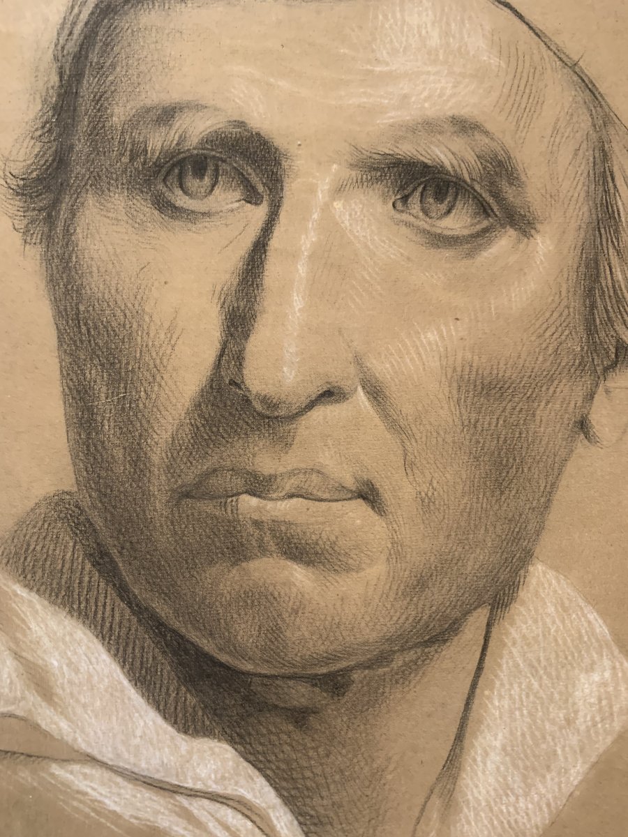 Clemente Delpiano - Due disegni di  ritratti di uomo -1883 - maschili disegno Italia -photo-1