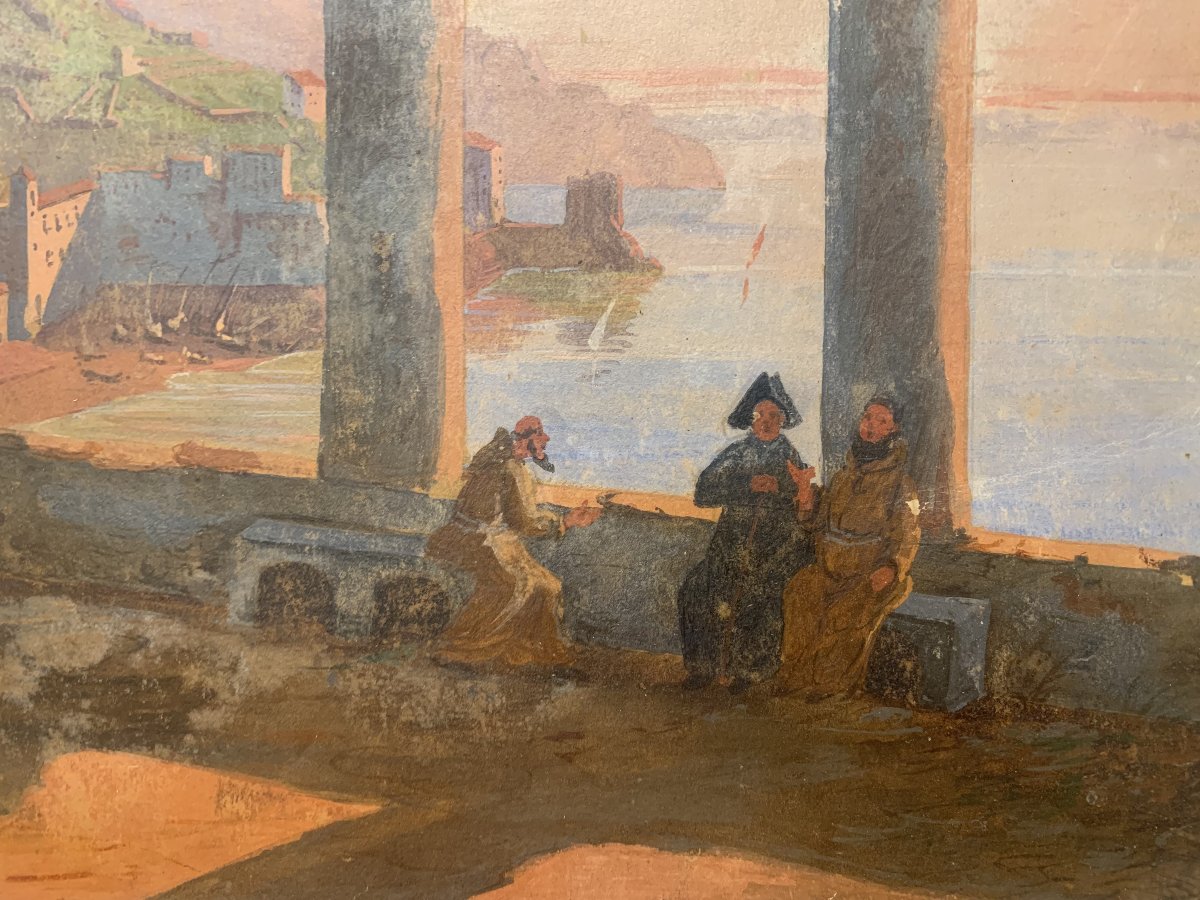 Pittore russo - Amalfi -1840 ca olio su carta - Salerno Napoli Grand Tour-photo-3