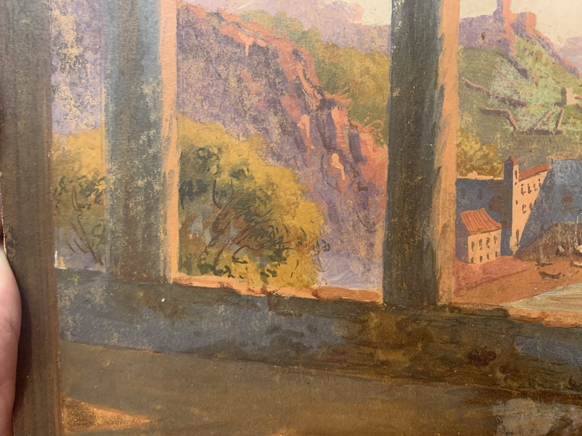 Pittore russo - Amalfi -1840 ca olio su carta - Salerno Napoli Grand Tour-photo-4