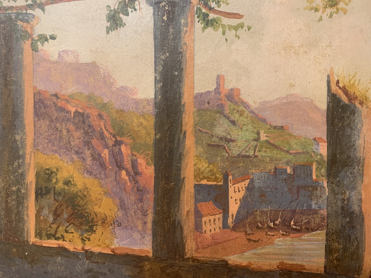 Pittore russo - Amalfi -1840 ca olio su carta - Salerno Napoli Grand Tour-photo-1