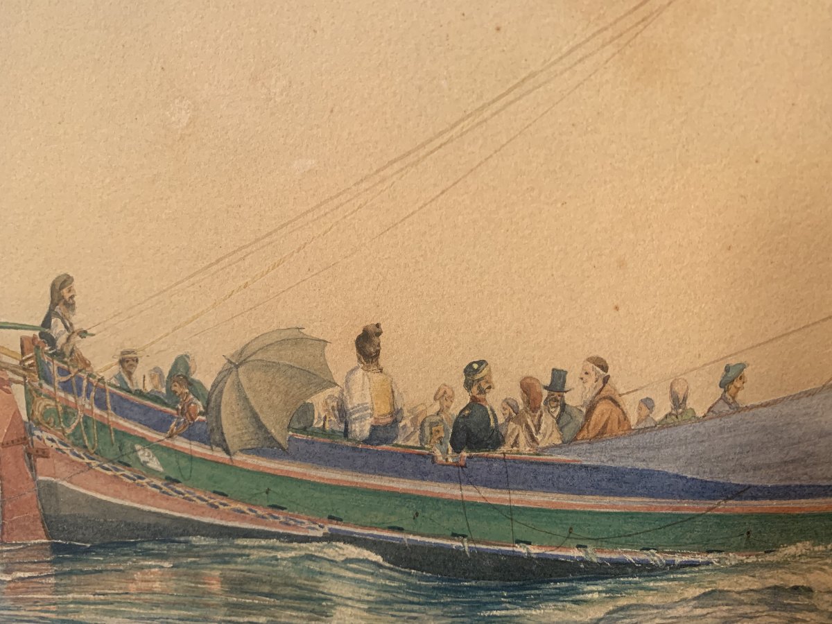 Brownlow D. KNOX - Barca maltese - Malta- acquerello 1871 Inghilterra Valletta-photo-4