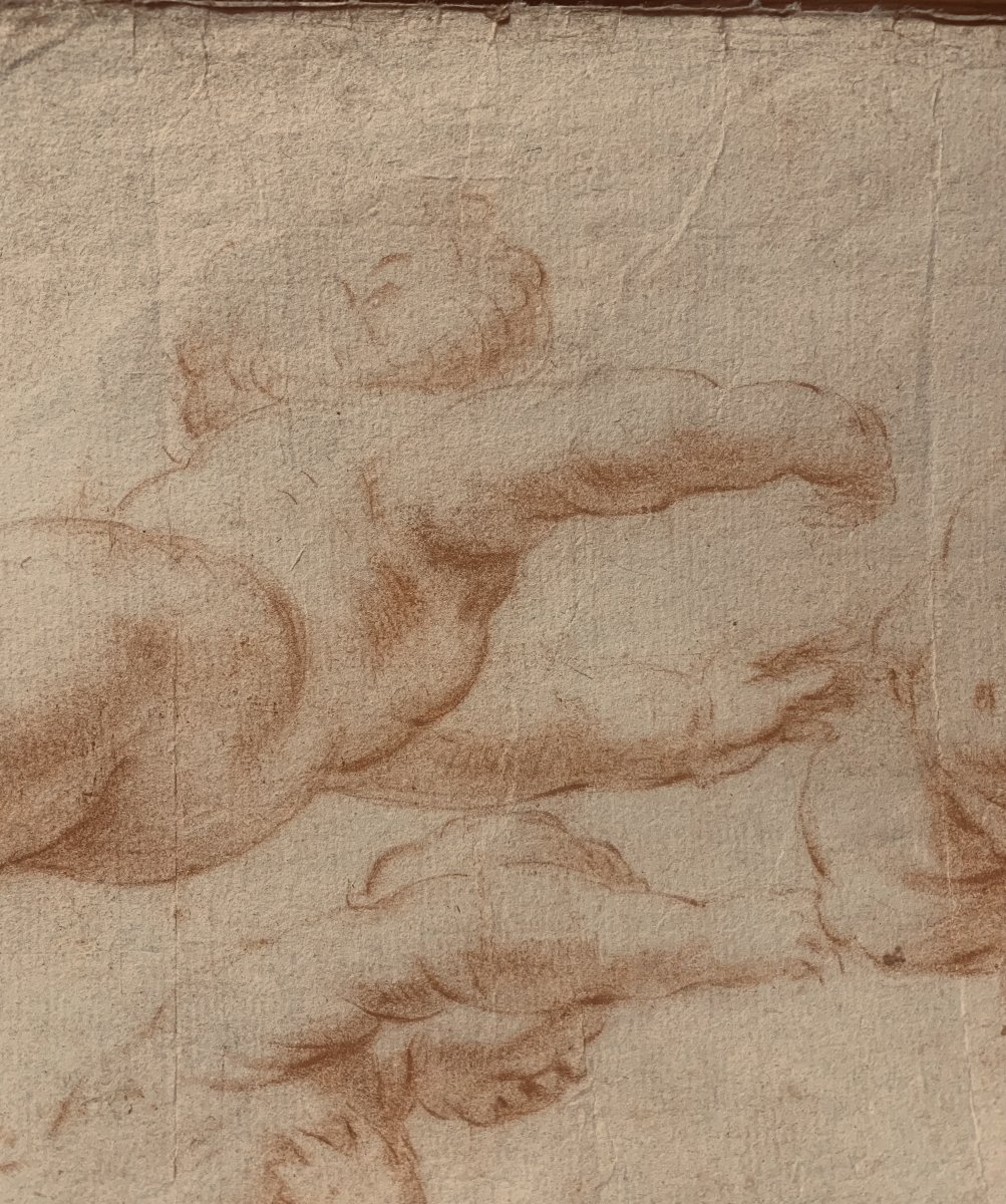 Scuola italiana - Putti - doppio disegno a sanguigna - fine XVII secolo - Italia  -accademia--photo-2