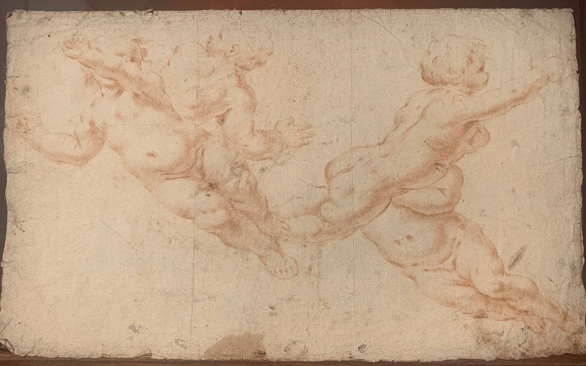 Scuola italiana - Putti - doppio disegno a sanguigna - fine XVII secolo - Italia  -accademia--photo-3