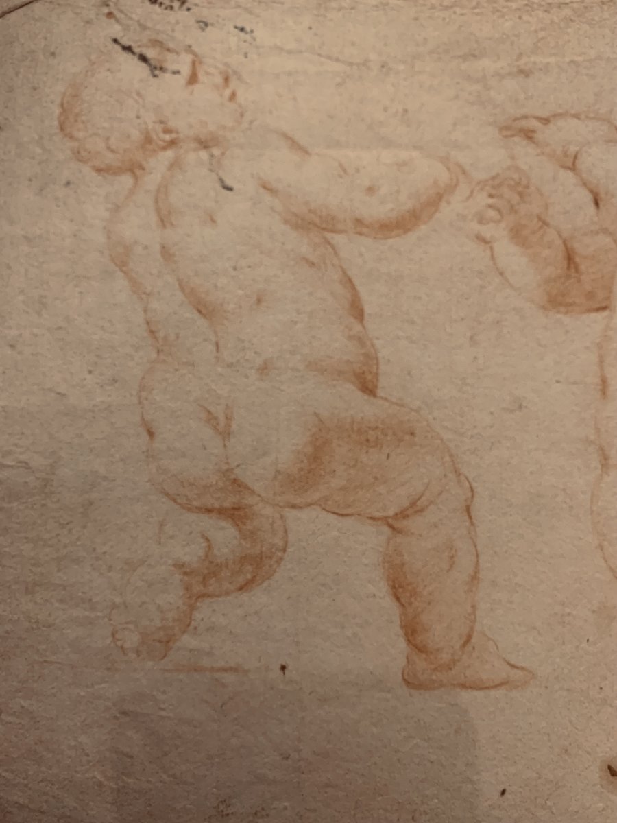 Scuola  italiana - Putti - doppio disegno a sanguigna - fine XVII secolo - Italia  -accademia--photo-4