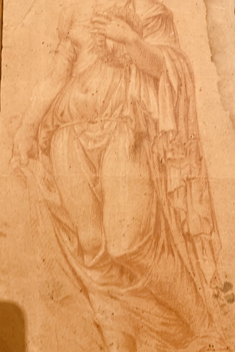 Scuola romana - Flora Farnese XVIII sec. sanguigna - Roma Italia-photo-2
