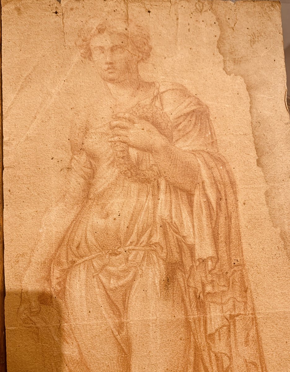 Scuola romana - Flora Farnese XVIII sec. sanguigna - Roma Italia-photo-3