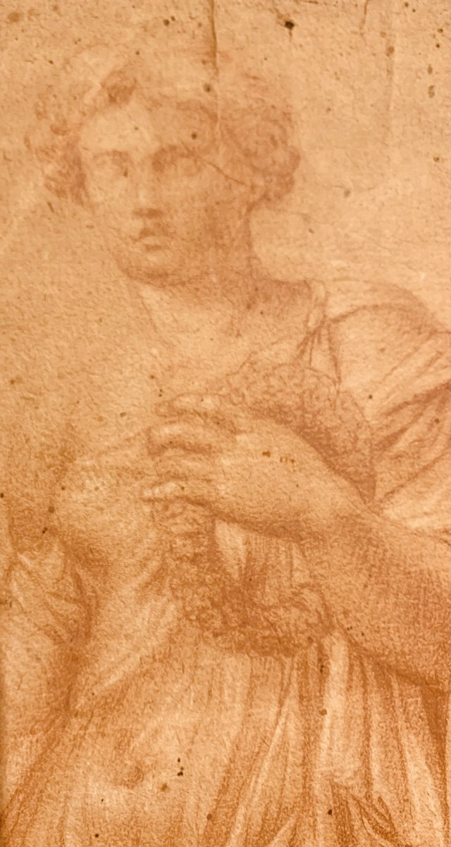 Scuola romana - Flora Farnese XVIII sec. sanguigna - Roma Italia-photo-1