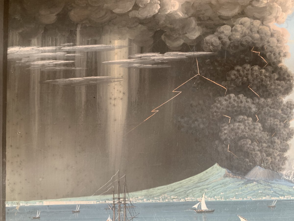 Coppia di eruzioni del Vesuvio, fine XVIII secolo - Gouache napoletane - Napoli - Italia, 1794-photo-4