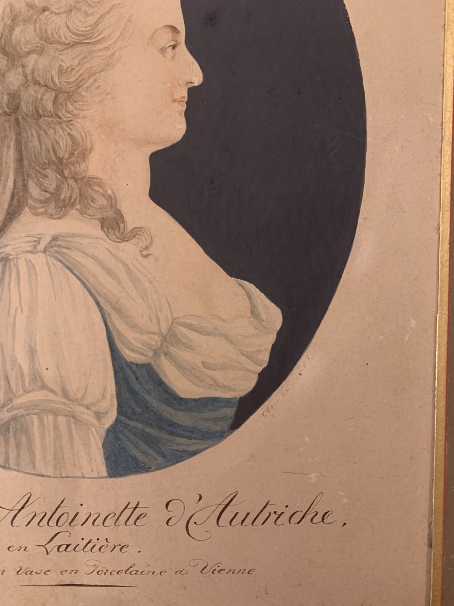 J. Audeoud (1793-1857)-Maria Antonietta d'Austria - regina Francia acquarello Parigi -photo-2