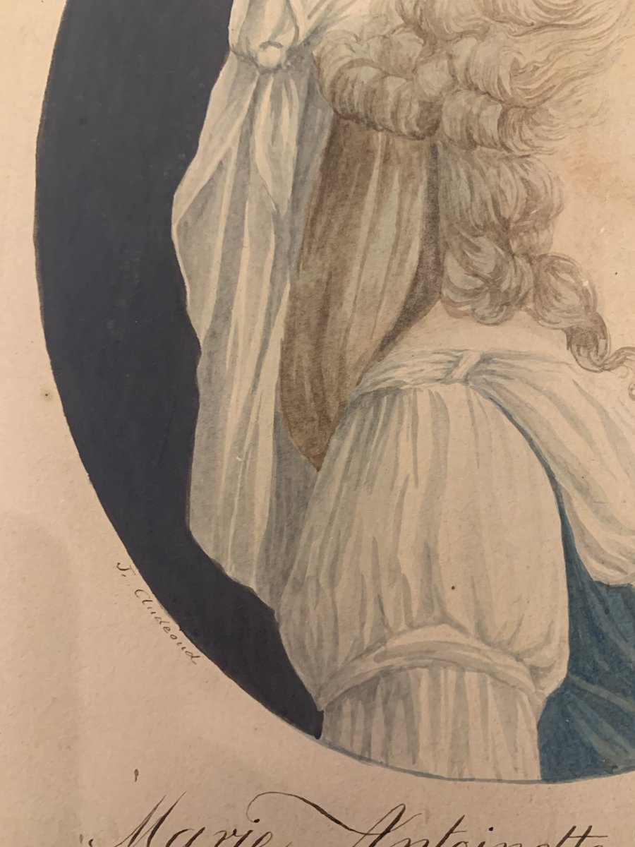 J. Audeoud (1793-1857)-Maria Antonietta d'Austria - regina Francia acquarello Parigi -photo-3