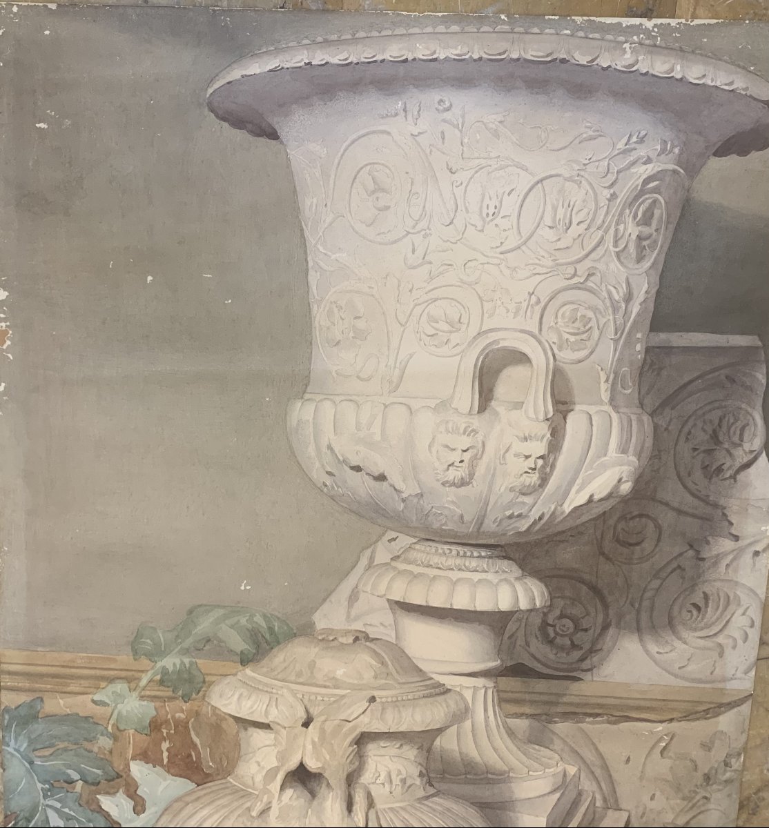 Due grandi studi di decorazione di interni con antichità - firmati Claudio Monticelli - 1910 ca-photo-1