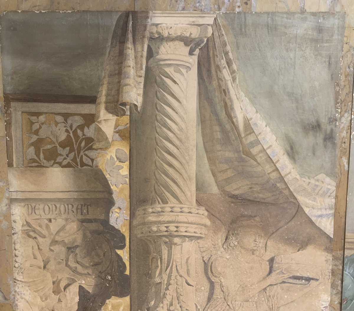 Due grandi studi di decorazione di interni con antichità - firmati Claudio Monticelli - 1910 ca-photo-2